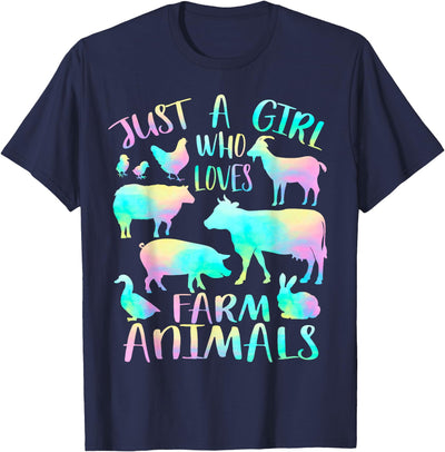 Just a Girl Who Loves Farm Animals Cows Pigs Goats Lover T-Shirt