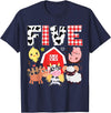 Farm Animals Cow Themed Birthday Party Family Tees 5th Birthday Five Year Old Farm Theme Animals Birthday Party T-Shirt -