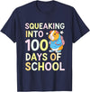 Guinea Pig 100 Days School Tees 100 Days Of School Squeaking Guinea Pig School Backpack Pet T-Shirt - Navy Blue