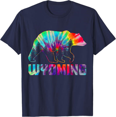 Wyoming Tie Dye Bear Pride Outdoor Hiking Camping Vintage T-Shirt