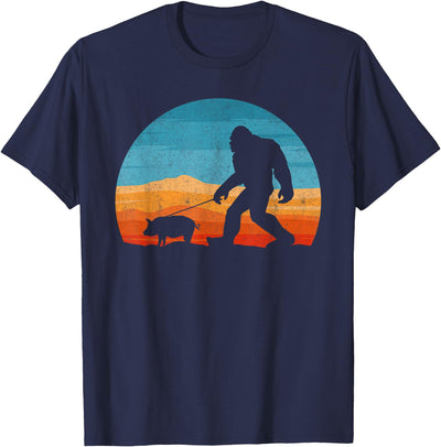 Bigfoot Walking Pig Sasquatch Pig Lover T-Shirt
