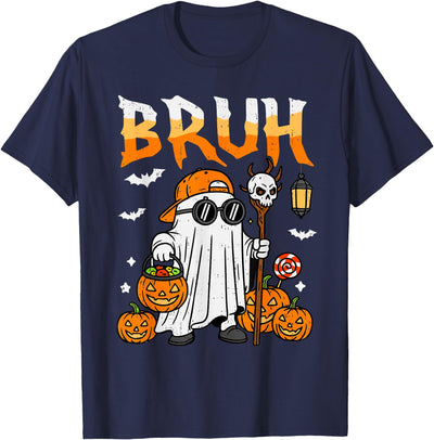 Halloween Tees for Women Men Kids Bruh Ghost Candy Pumpkin Halloween Costume Boy Teen Bro Kid T-Shirt