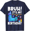 Llama Lover Gift Co. Bruh Its My Birthday Llama Pinata Family Party Boys Girls T-Shirt - Navy Blue
