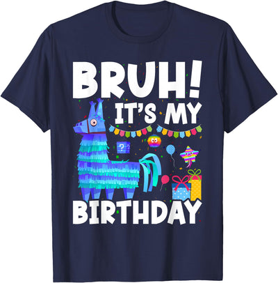 Llama Lover Gift Co. Bruh Its My Birthday Llama Pinata Family Party Boys Girls T-Shirt