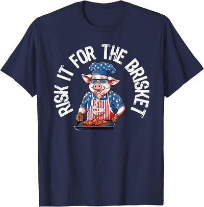 Risk It For The Brisket Funny Pig Grilling Barbecue Pork BBQ T-Shirt