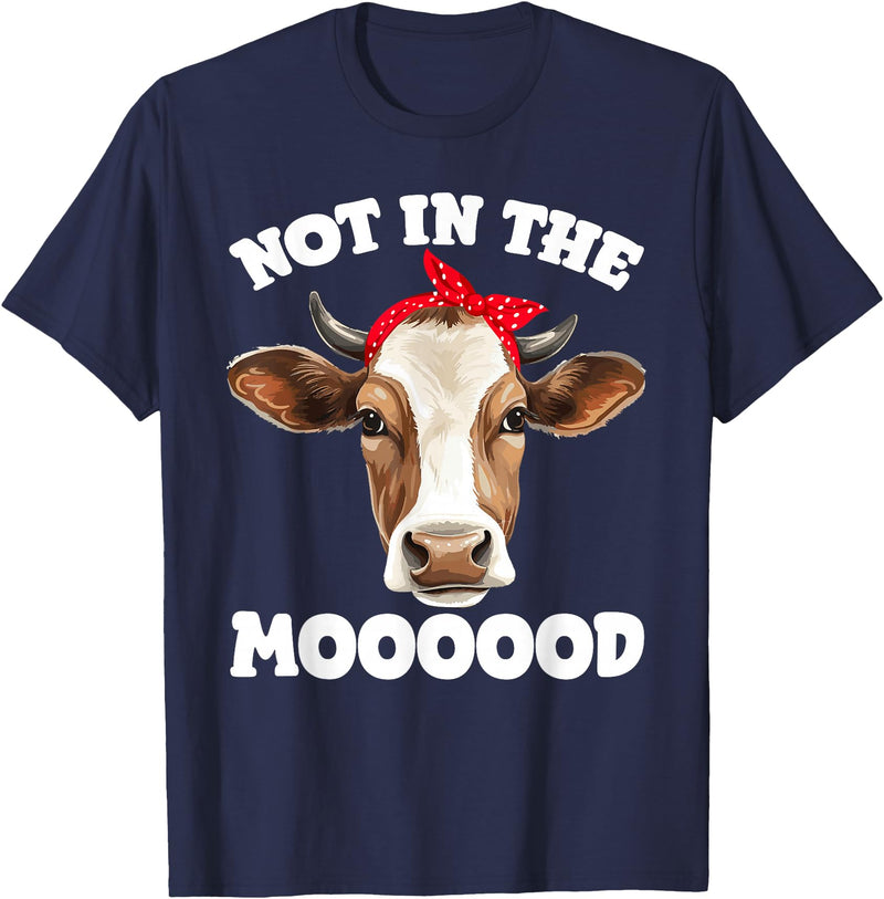 Don't Talk To Me Designz Not In The Mood Sarcastic Heifer Dairy Cow Midwest Farmer T-Shirt - Navy Blue