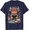 Funny Highland Cow Reading Books Lover Bookworm Cute Baby Highland Cow Reading Book T-Shirt - Navy Blue
