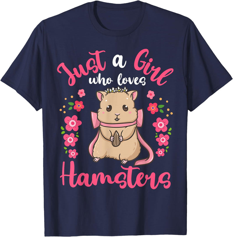 Hamster Just a Girl Who Loves Hamsters T-Shirt - Navy Blue
