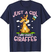 Funny Giraffe Gifts & Designs Just A Girl Who Loves Giraffes Cute Baby Giraffe T-Shirt - Navy Blue