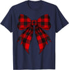 Buffalo Tartan Coquette Aesthetic Women Gifts Coquette Bow Red Black Buffalo Tartan Checkered Plaid T-Shirt - Navy Blue