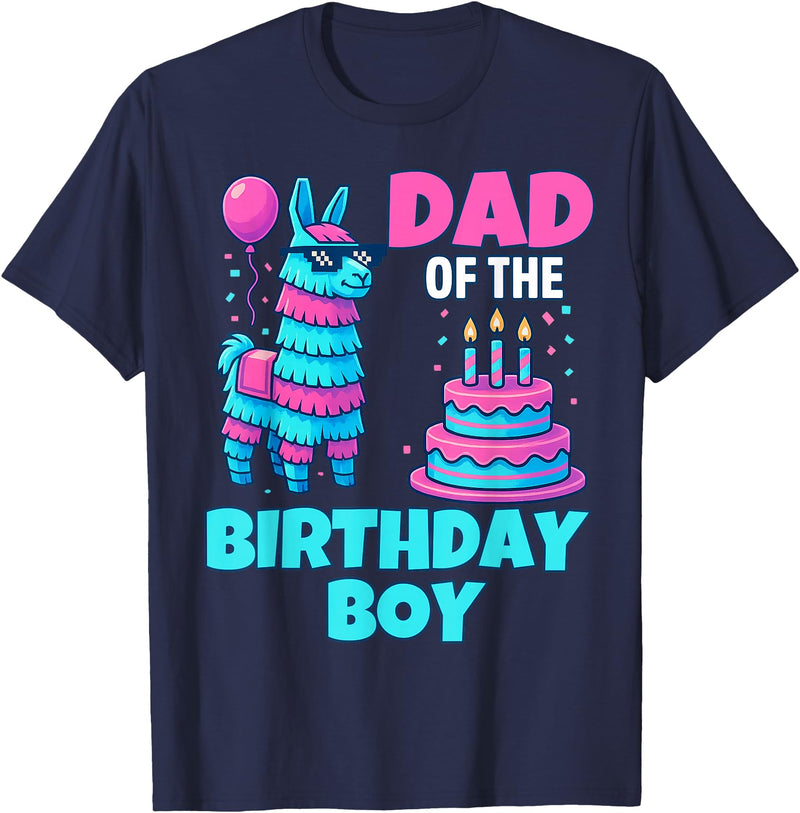 gaming gamer Birthday Llama Pinata Family Apparel dad of Birthday Boy Llama Pinata Party Family mathing Men T-Shirt - Navy Blue