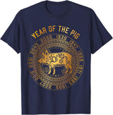 Chinese Zodiac Lunar New Year Astrology Horoscope Chinese New Year Of Pig Chinese Zodiac Year 2031 T-Shirt - Navy Blue