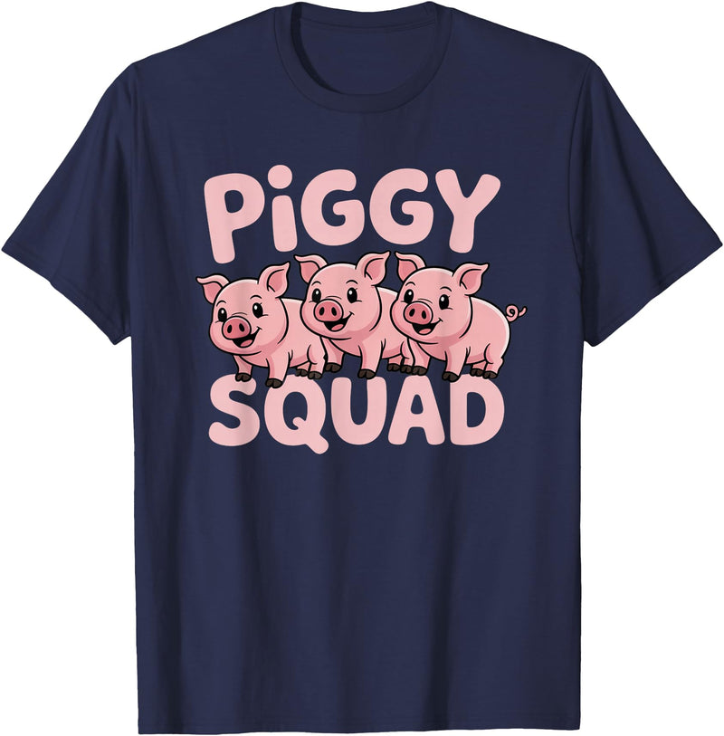 Piggy Squad - Matching Outfit Pig Lover Design T-Shirt - Navy Blue