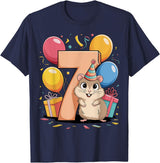 Hamster 7th birthday boy girl 7 years old seventh Hamster T-Shirt - Navy Blue