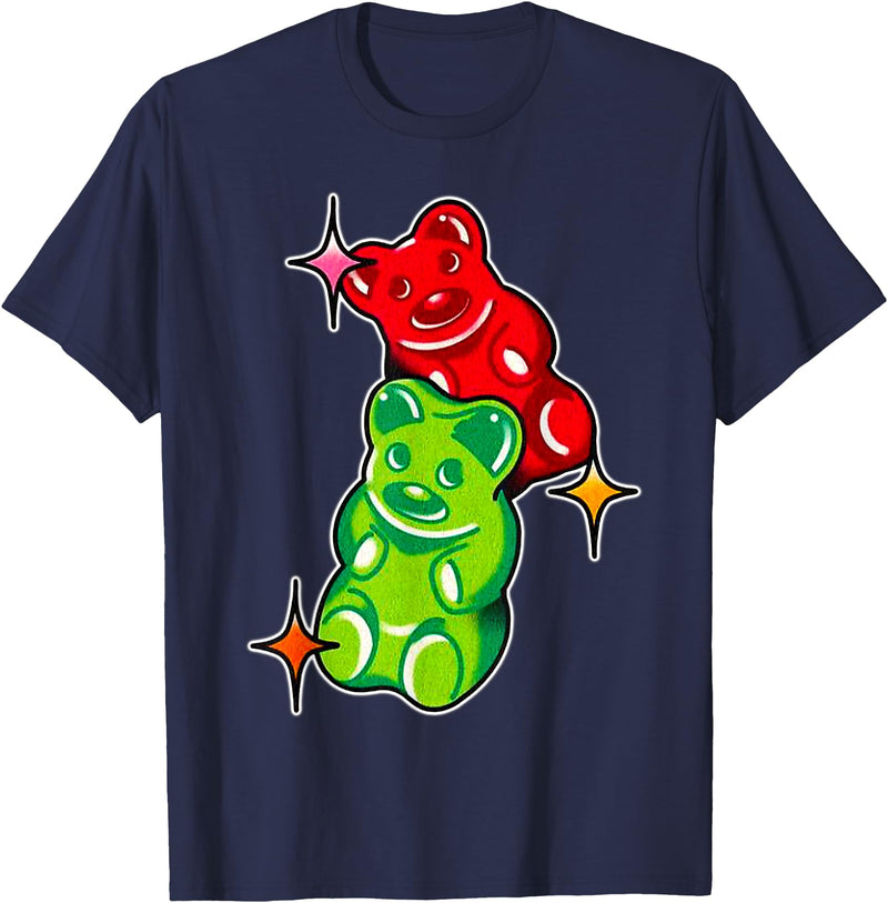 Urban Empyre Gummy Bear Candy Red Green T-Shirt - Navy Blue