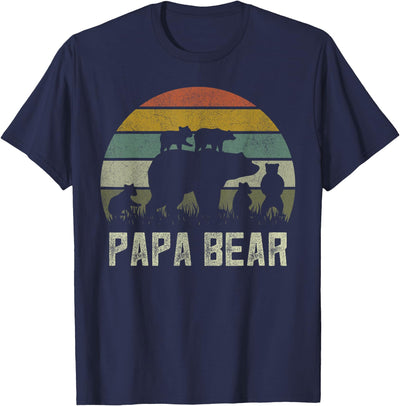 Funny Papa Bear , Cub 5 Kids Fathers Day Grandpa T-Shirt