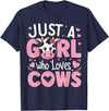 Funny Cow Farm Animal Lover Cow Cute Just a Girl Who Loves Cows T-Shirt - Navy Blue