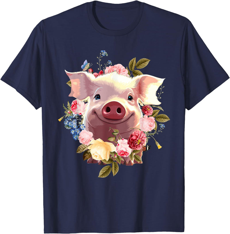 Pig Gift Pig Lover Stuff & Pig Novelty Accessories Cute Pig Lover Art For Women Girls Unique Piggy Pig Related T-Shirt - Navy Blue