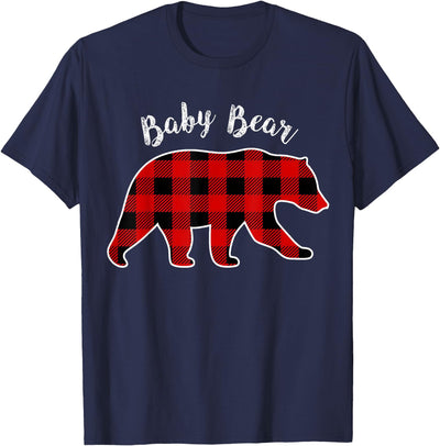 Red Plaid Matching Family Bear Buffalo Baby Bear Matching T-Shirt