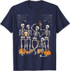 Funny Halloween Skeleton Scary Skeleton Party Halloween Costume 2024 Drinking Beer T-Shirt - Navy Blue