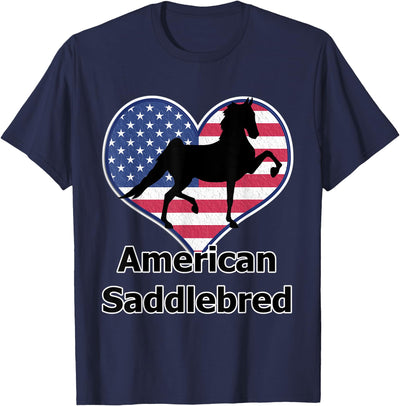Saddlebred Horse, Heart Shaped American Flag American Saddlebred Gifts, 5 Gaited World Championship 2019 T-Shirt