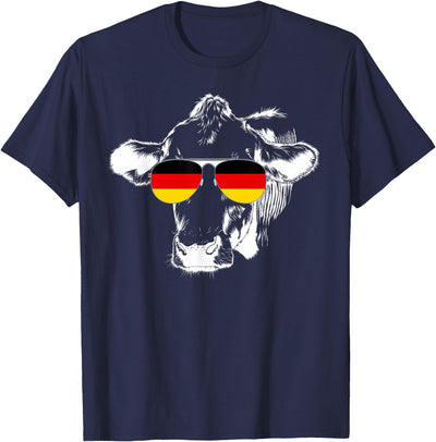 German Flag Cow Sunglasses Germany Funny Cute T-Shirt