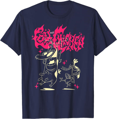 Cow and Chicken Hot Pink Metal Cartoon T-Shirt