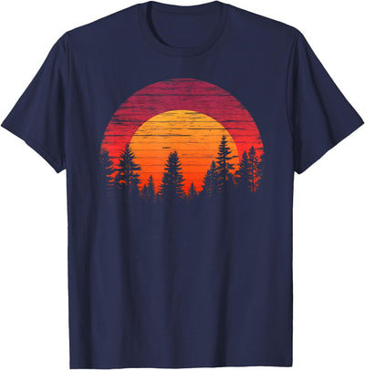 Retro Wilderness Bear Trees Reflection Outdoor Forest T-Shirt