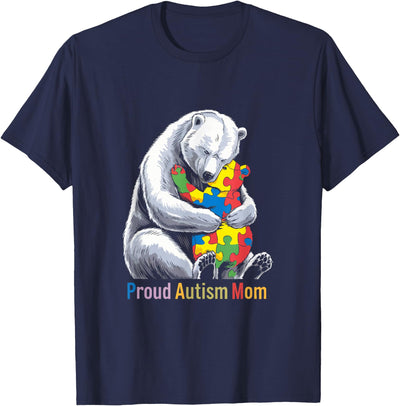 Proud Autism Mom Bear Autism Awareness Month T-Shirt