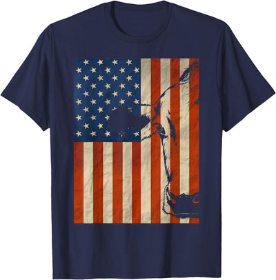 Cow 4th of July Cow American Flag Cattle Animal Lover T-Shirt
