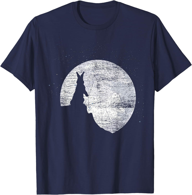 Pet Owner Gift Bunny Moon Rabbit T-Shirt in Navy Blue