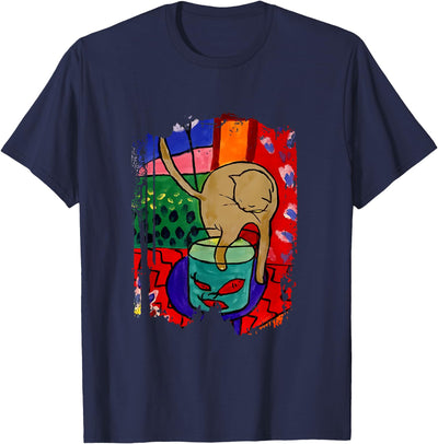 Cat With Red Fish Matisse Inspiration In Cat With Red Fish Matisse Inspiration Art In Style T-Shirt