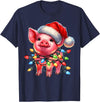 Christmas Pig Lover Christmas Light Pig Lover T-Shirt - Navy Blue