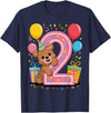 2nd Girls, Boys Bear 2 Birthday Bear 2nd birthday for boy girl 2 years old second two Bear T-Shirt - Navy Blue