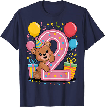 Bear 2nd birthday for boy girl 2 years old second two Bear T-Shirt