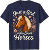 Cute Riding Horse Just A Girl Who Loves Horses Cute Horse T-Shirt - Navy Blue