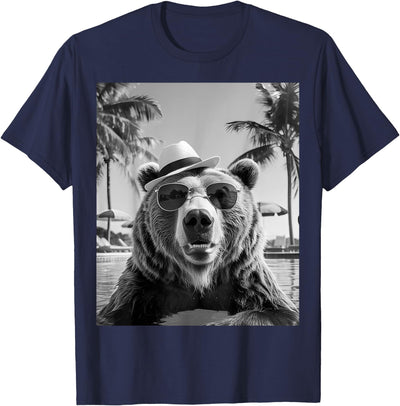 Funny Grizzly Bear Selfie Summer Vacation T-Shirt