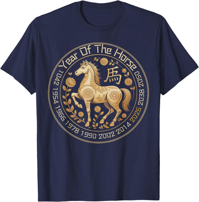 Funny Chinese Culture Fans Year Of Red Fire Horse 2026 Year of The Horse Lunar New Year Chinese Zodiac Horse T-Shirt