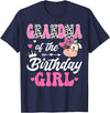Birthday Girl Farm Cow Matching Party Grandma Of The Birthday Girl Farm Cow 1St Birthday Girl T-Shirt - Navy Blue