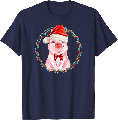 Sweet Pig with Santa Hat Pig Lover Christmas T-Shirt