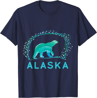 Alaska Polar Bear with Polar Lights and Stars T-Shirt