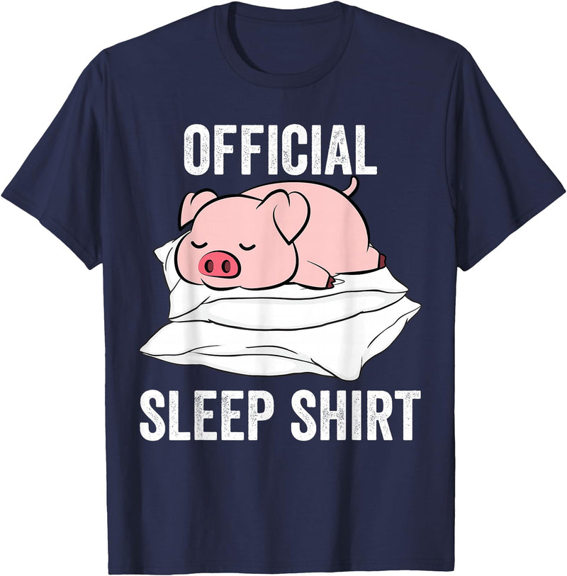 Cute Farmer Animal Designs Official Sleep Shirt Sleeping Cute Pig Piggy Farmer T-Shirt - Navy Blue