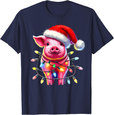 Pig Christmas Light Pig Lover T-Shirt
