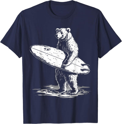 Surfing Bear Cool Beach Adventure Design T-Shirt