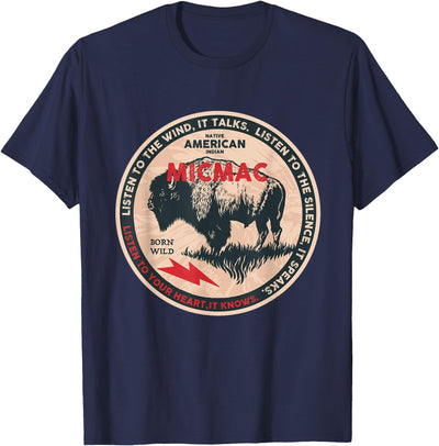 Cow Tribe Micmac Native American Indian Born Freedom Wild T-Shirt