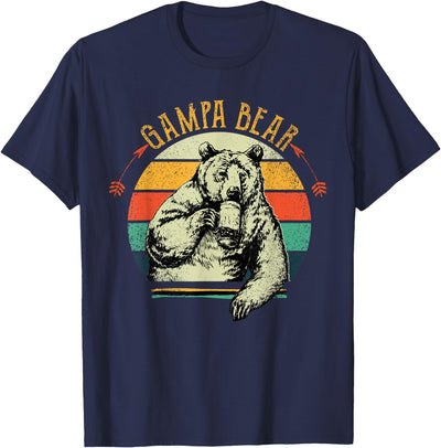 Mens Vintage Gampa Bear Funny Fathers Day T-Shirt