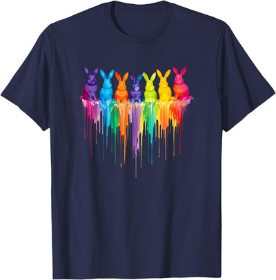 Rainbow Dripping Bunnies Row T-Shirt