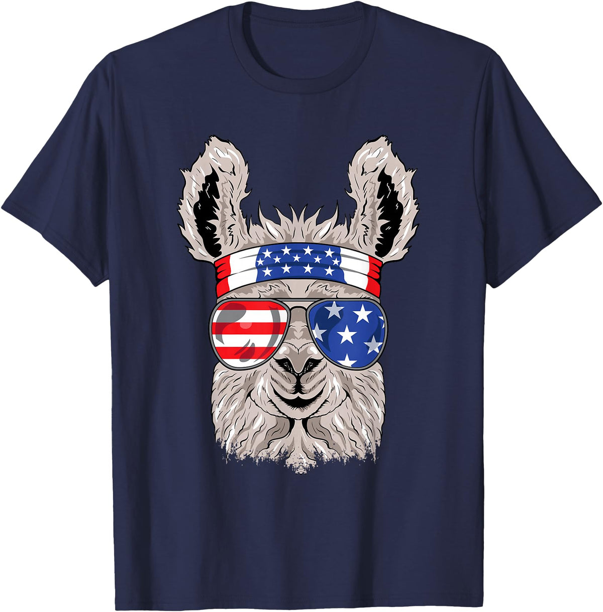 Mega USA Patriotic Animal Shirts USA Patriotic Llama Shirt - July 4th T-shirt - Alpaca T-Shirt - Navy Blue