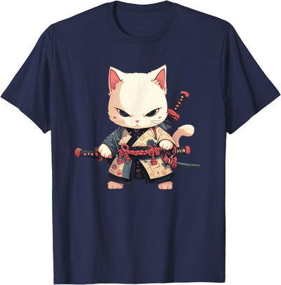 Cutest Anime Kawaii Ninja Cat Designs Japanese Samurai Cat Kawaii Ninja Cat Neko T-Shirt