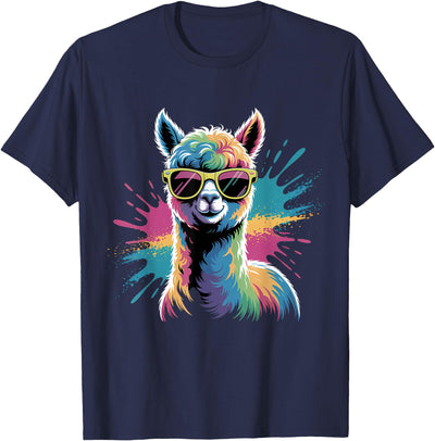 Funny Llama Lover Graphics Funny Llama Alpaca with Sunglasses Animal Graphic T-Shirt